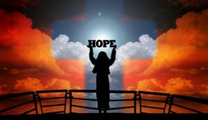 woman, hope, clouds